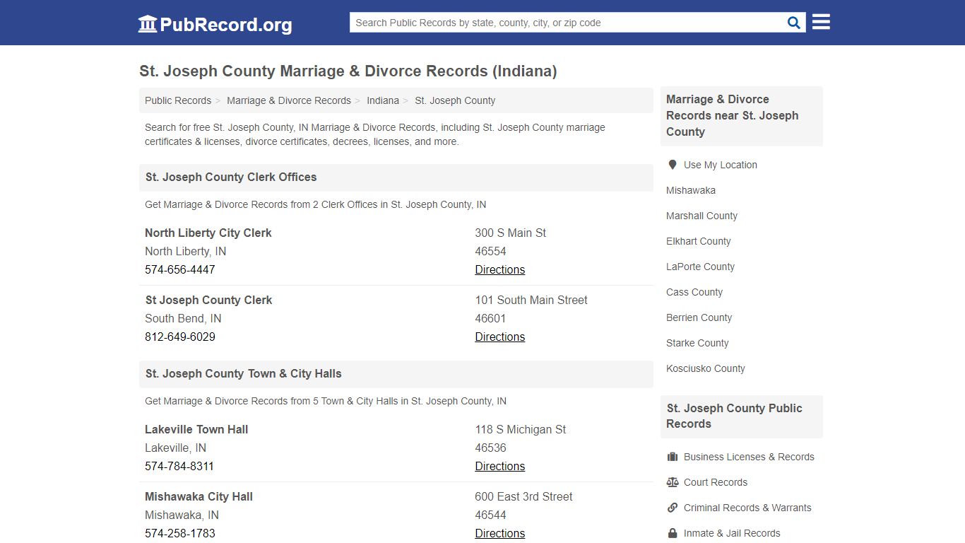 St. Joseph County Marriage & Divorce Records (Indiana)